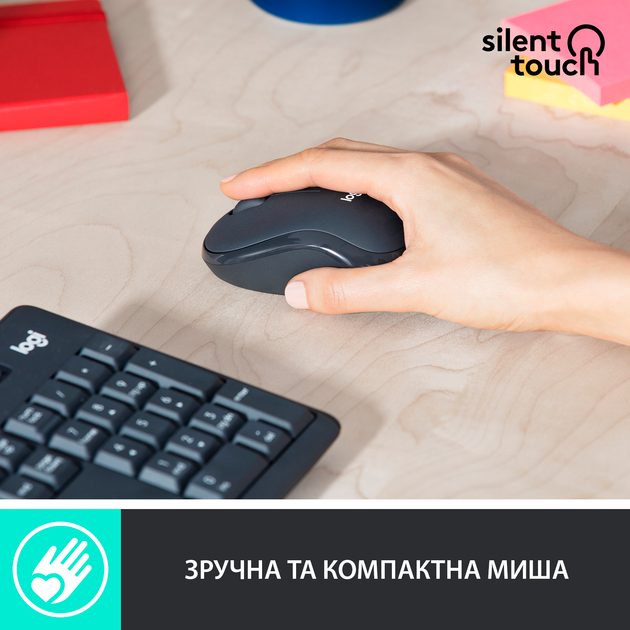 Комплект бездротовий Logitech MK295 Silent Wireless Graphite (920-009807) - зображення 4