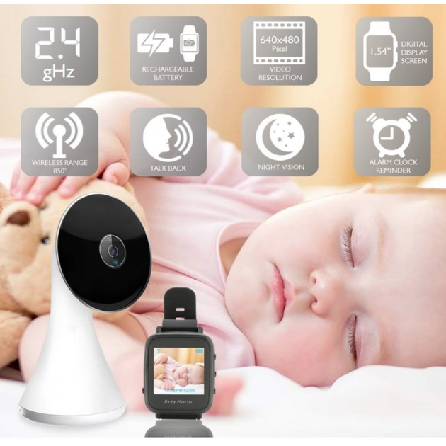 Видеоняня - наручные часы Baby Monitor VB606, обратная связь, 1.5" дисплей, датчик температуры, VOX - изображение 8