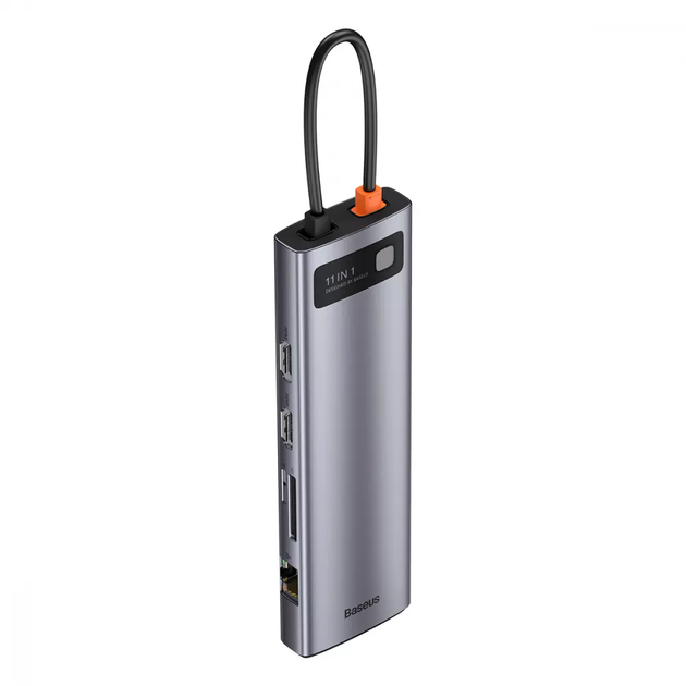 USB-Хаб Baseus Metal Gleam Series 11в1 3xUSB/2x4K HD/Type-C/TF/SD/Type-C PD/VGA/3.5mm/RJ45 сірий - Фото 6 USB-Хаб Baseus Metal Gleam Series 11в1 3xUSB/2x4K HD/Type-C/TF/SD/Type-C PD/VGA/3.5mm/RJ45 сірий - зображення 6