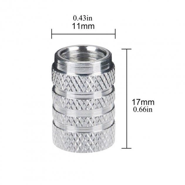 Набір захисних ковпачків на ніпель для автомобіля SUNROZ Caps 3Stripes Classic Silver 4 штуки (A-67186) - зображення 3