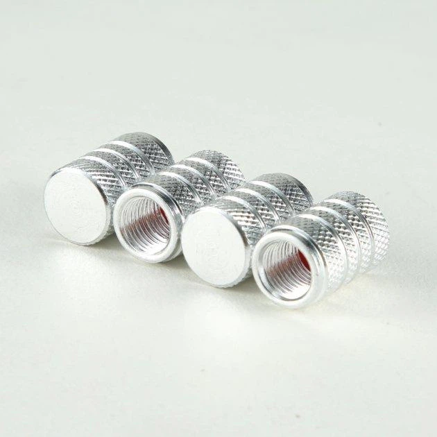 Набір захисних ковпачків на ніпель для автомобіля SUNROZ Caps 3Stripes Classic Silver 4 штуки (A-67186) - зображення 6