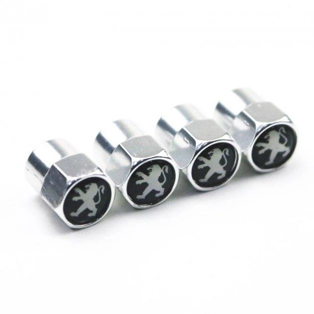 Защитные Набор колпачков на ниппель для автомобиля Peugeot SUNROZ Caps Short Silver Пежо 4 штуки (A-67011) - изображение 7