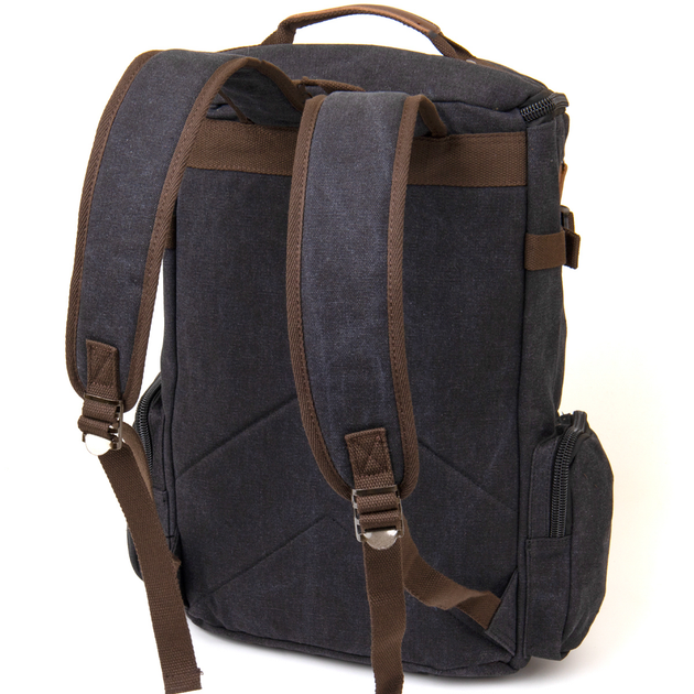 Текстильный рюкзак в дорогу унисекс с ручками VINTAGE Backpack 20663 Черный 
