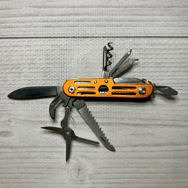 Нож Мультитул, Туристический Складной 10 Предметов Orange - изображение 1