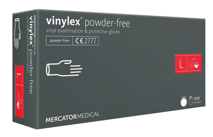 Перчатки виниловые MERCATOR Vinylex Powder-Free неопудренные, размер L, 100 шт - изображение 2