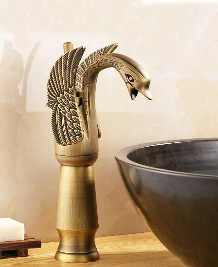 Смеситель для раковины высокий Art design Swan Big Bronze Бронза ...