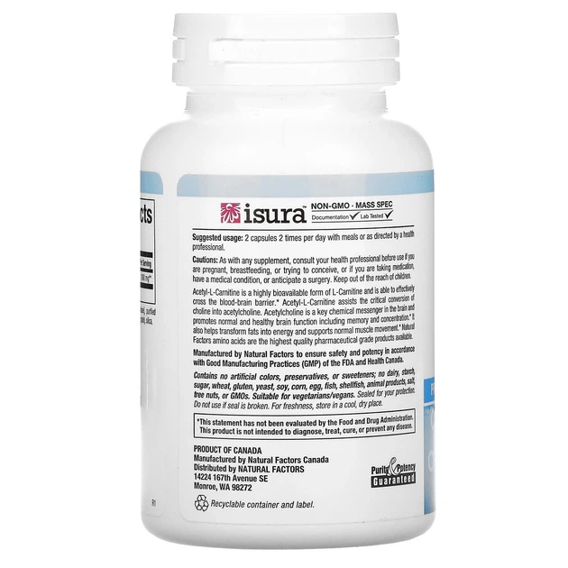 natural factors acetyl l carnitine Ацетил L-карнитин Natural Factors 