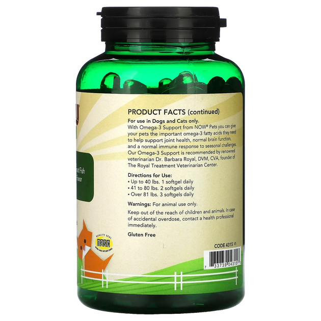 Омега-3 для собак и кошек NOW Foods, Pets "Omega-3 Support for Dogs ...