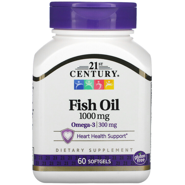 Риб'ячий жир 21st Century "Fish Oil" жирні кислоти омега 3, 1000 мг (60 ...