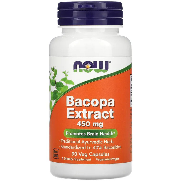 Экстракт бакопы NOW Foods "Bacopa Extract" здоровье мозга, 450 мг (90 ...