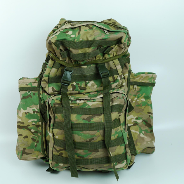Тактический Рюкзак Мультикам Molle с боковыми подсумками 80 л Рюкзак военный тактический армейский камуфляжный 80л - изображение 1