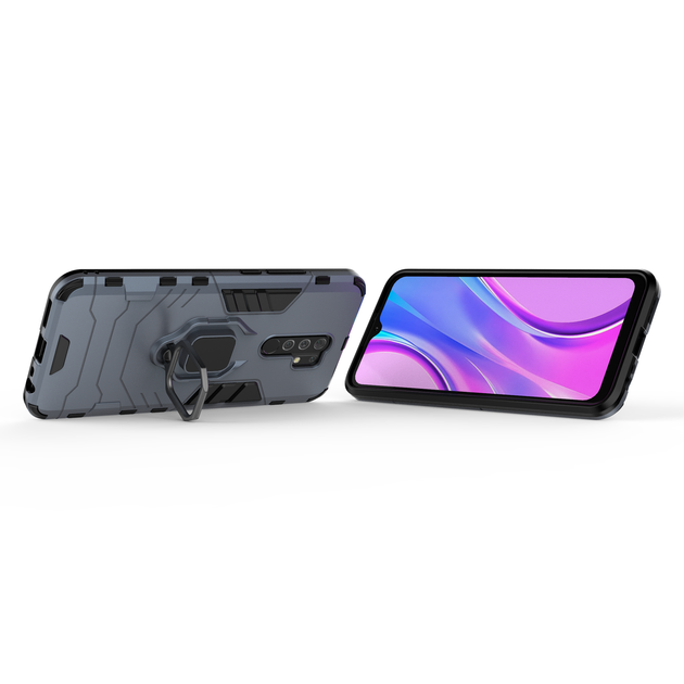 Чехол Iron Ring для Xiaomi Redmi 9 бронированный бампер Dark Blue - изображение 2