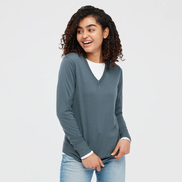 Свитер Uniqlo из мериносовой шерсти XS темно зеленый (421710) - Фото 4 Свитер Uniqlo из мериносовой шерсти XS темно зеленый (421710) - изображение 4