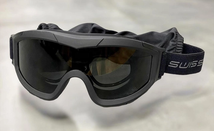 Маска баллистическая Swiss Eye F-Tac, Черная, Линзы: прозрачные, оранжевые, затемненные, тактические очки - изображение 1
