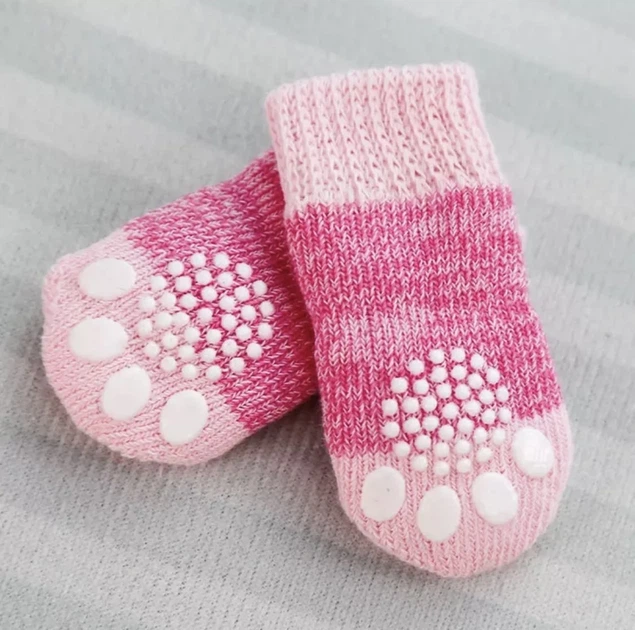 Носки для собак с нескользящими накладками Pink mix Size M - Фото 7 Носки для собак с нескользящими накладками Pink mix Size M - изображение 7