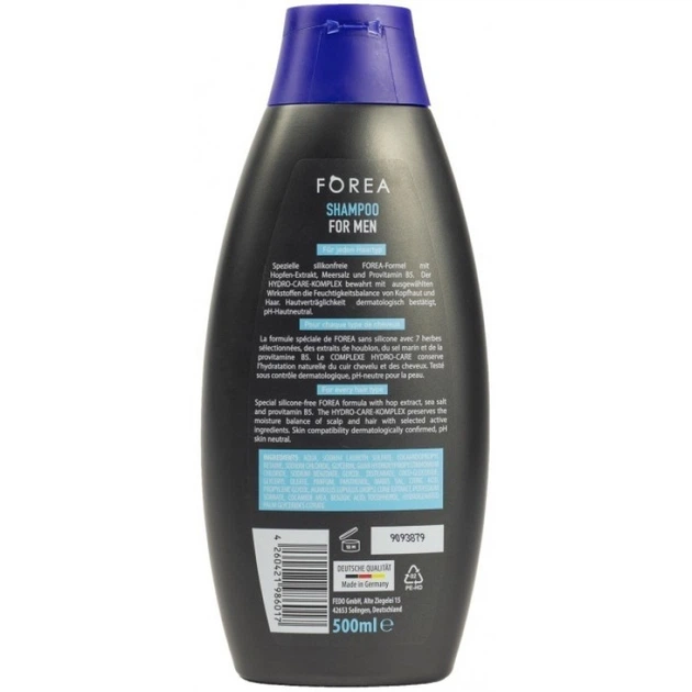 Шампунь для волос Forea For Men 500 мл (4260421986017) - Фото 2 Шампунь для волос Forea For Men 500 мл (4260421986017) - изображение 2