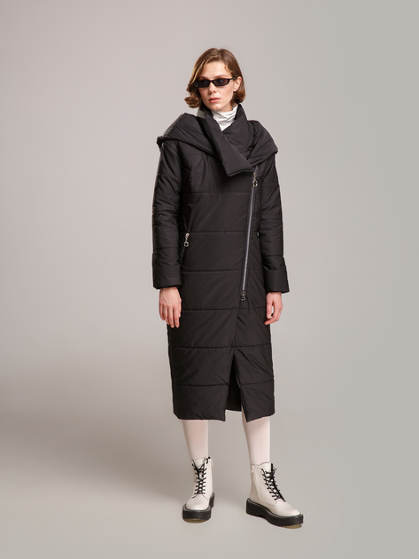 Акція на Куртка зимова довга жіноча Alberto Bini 6019-1 40 Чорна від Rozetka