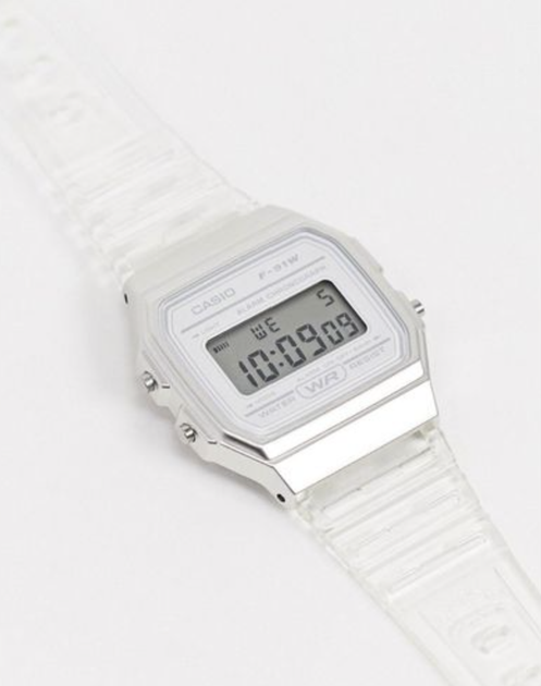 Женские наручные часы с подсветкой Casio F-91WS-7EF Белые с прозрачным - изображение 3