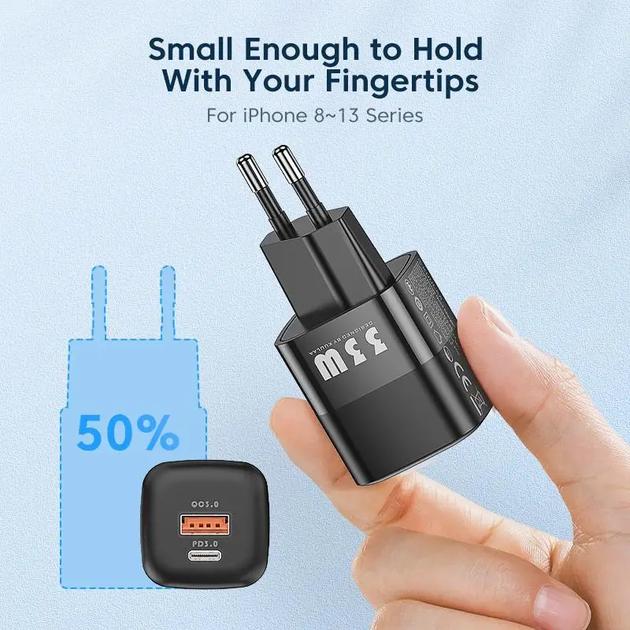 Зарядное устройство KUULAA GaN 33W USB-A QC 3.0 + USB-C PD 3.0 Light Green (RY-U33) - Фото 5 Зарядное устройство KUULAA GaN 33W USB-A QC 3.0 + USB-C PD 3.0 Light Green (RY-U33) - изображение 5