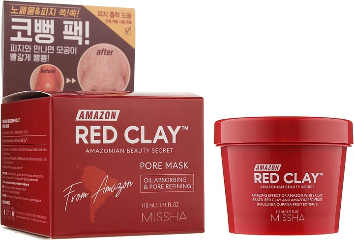 Maska nawilżająca do twarzy Missha Pore Amazon Red Clay 110 ml (8809643534987) - obraz 3