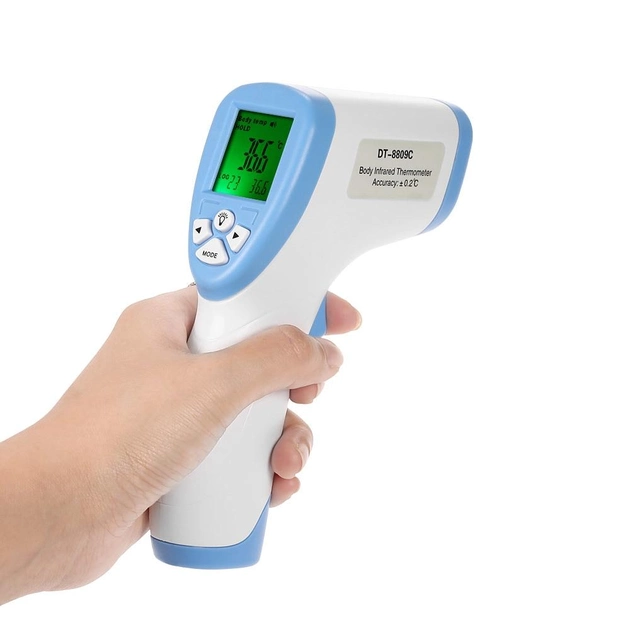 Бесконтактный термометр Сертифицирован DT 8809c Non-contact Pro 32°C ~ 42,5°C градусник бесконтактный медицинский Инфракрасный для Тела и Поверхностей с украинской инструкцией Blue - изображение 2