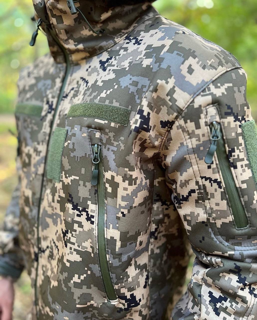 Тактична куртка софт шел піксель військова ЗСУ р 50 - зображення 2