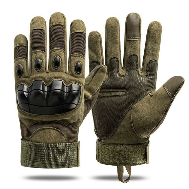 Універсальні тактичні повнопалі рукавички gloves protection розмір XL з захистом на кісточки (Олива) - зображення 1