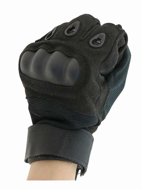Универсальные тактические перчатки размер L полнопалые с защитой на косточки (Черные) - изображение 2