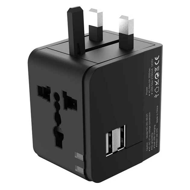Зарядне мережеве XO WL01 (UK/EU/US) (2USB 2.1A) Чорний - изображение 4