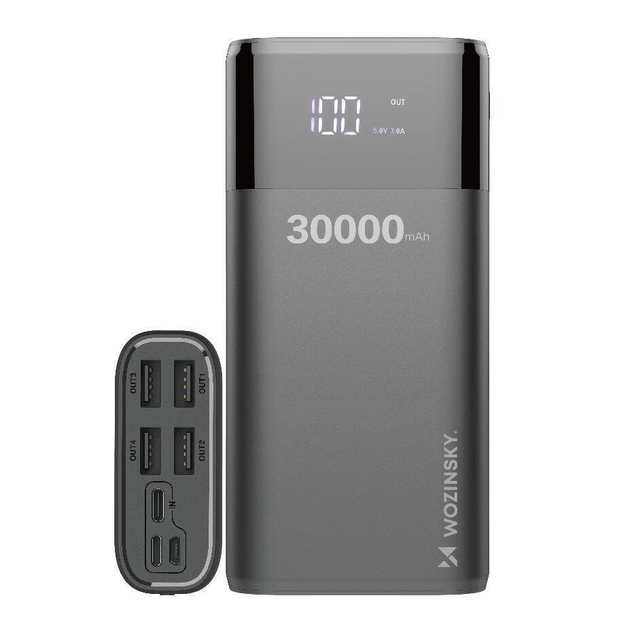 Повер Банк Power Bank Wozinsky 30000mAh 4 x USB LCD 3A Серый – фото ...