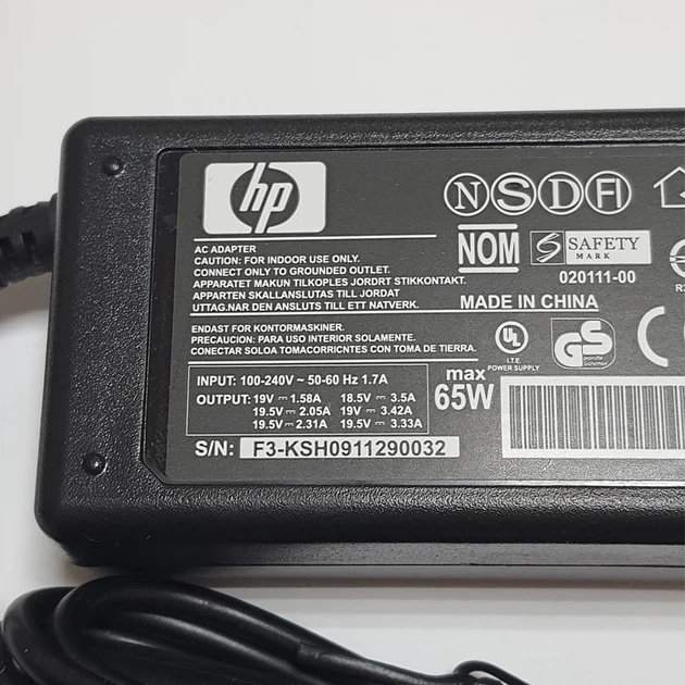 Блок живлення для ноутбука HP 65W 18,5 V 3,5 A (4,75+4,2)*1,6 bullet (3745) - Фото 2 Блок живлення для ноутбука HP 65W 18,5 V 3,5 A (4,75+4,2)*1,6 bullet (3745) - зображення 2