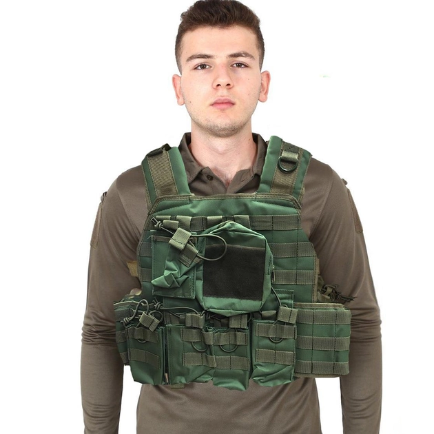 Тактичний розвантажувальний жилет з кишенями для армії зсу та військових універсальний Зелений - зображення 1