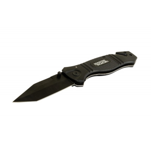 Нож складной "ELMAX" 207*37*16 мм, черное нержавеющее лезвие алюминиевая рукоятка стропорез стеклобой MASTER TOOL 79-0124 - изображение 2