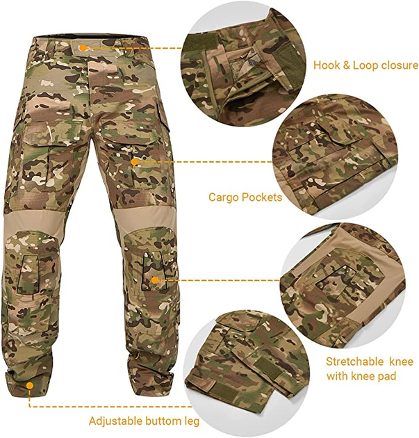 Тактические штаны G3 COMBAT PANTS MULTICAM боевые армейские брюки мультикам с наколенниками и спандекс вставками р.4XL - зображення 2