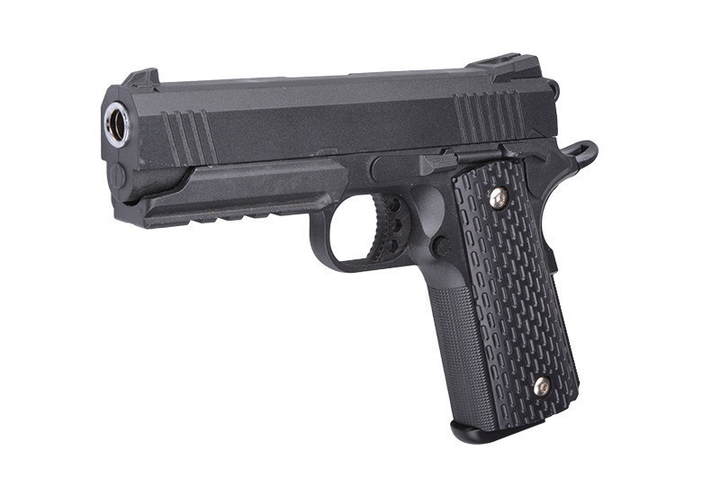 G25 Страйкбольный пистолет Galaxy Colt 1911 Rail металл черный - зображення 1