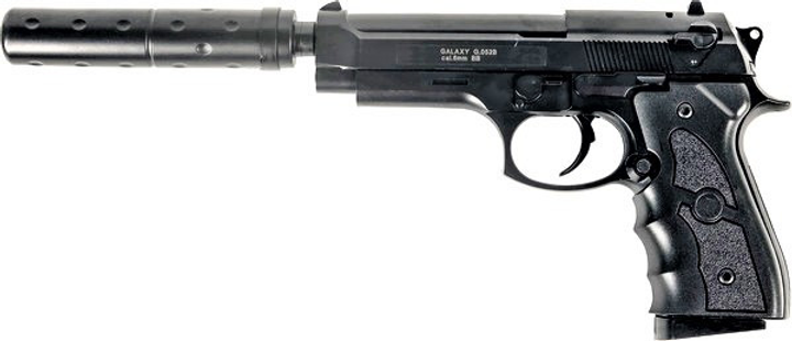 G052A Страйкбольный пистолет Galaxy Beretta 92 с глушителем пластиковый - изображение 1