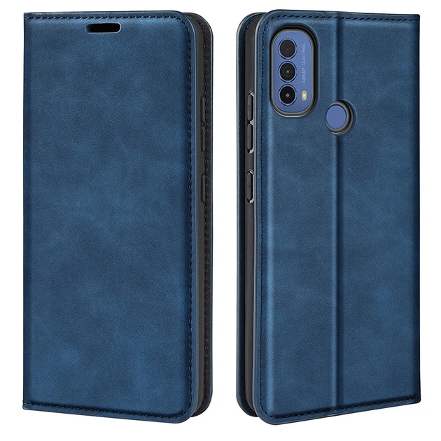 Чехол Taba Retro-Skin для Motorola Moto E20 / E40 книжка кожа PU с визитницей синий - Фото 1 Чехол Taba Retro-Skin для Motorola Moto E20 / E40 книжка кожа PU с визитницей синий - изображение 1