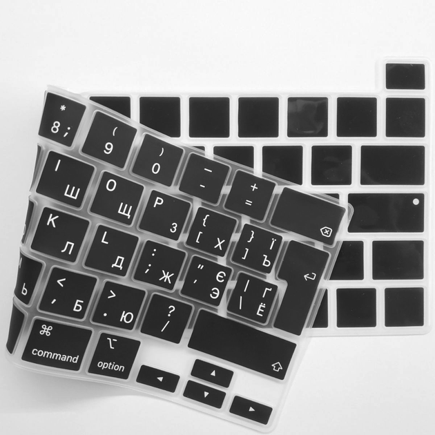 Накладка на клавіатуру Fruct для MacBook Pro 13 (2020) / MacBook Pro 13 (2022 M2) / Pro 16 (2019) EU Чорна Українскі букви - Фото 4 Накладка на клавіатуру Fruct для MacBook Pro 13 (2020) / MacBook Pro 13 (2022 M2) / Pro 16 (2019) EU Чорна Українскі букви - зображення 4