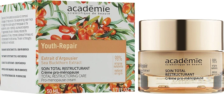 Academie Total Restructuring Care Cream Крем для обличчя, що відновлює, з екстрактом обліпихи 50ml (945649-11416) - зображення 2