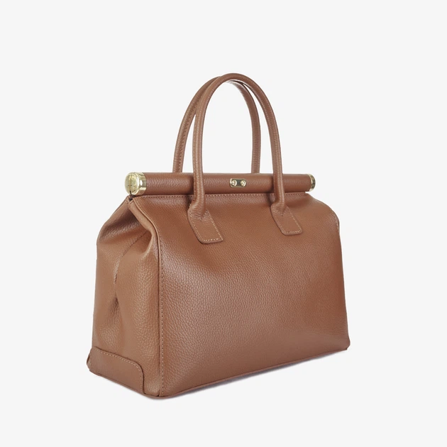 Сумка жіноча шкіряна саквояж середня Regina Notte Travel bag 3201 Темно-рудий - зображення 3