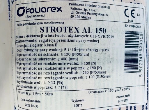 Пароизоляционная пленка STROTEX AL 150 фольгированная алюминиевая пароизоляция паробар'єр стротекс - изображение 4