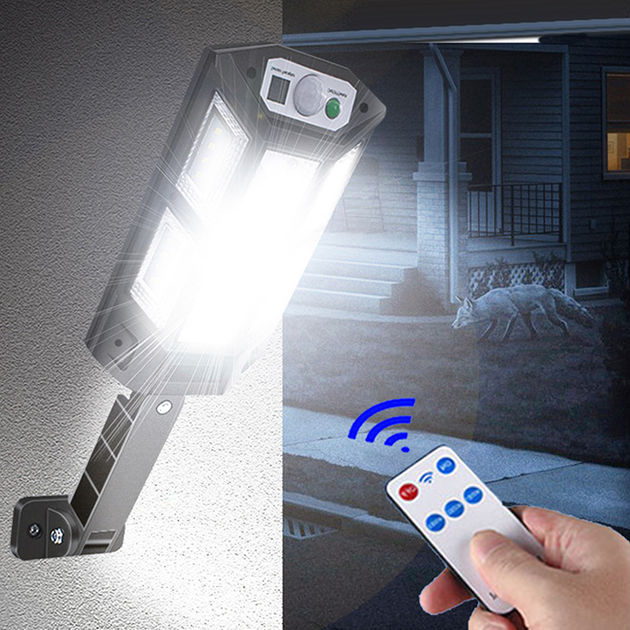 Вуличний ліхтар на сонячній батареї Solar Light SL-900c 59/7COB настінний, акумуляторний, з датчиком руху та пультом - Фото 7 Вуличний ліхтар на сонячній батареї Solar Light SL-900c 59/7COB настінний, акумуляторний, з датчиком руху та пультом - зображення 7