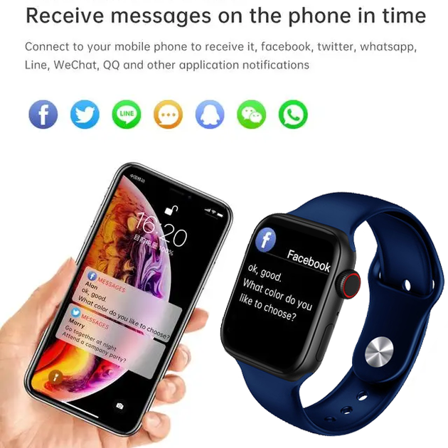 Умные смарт часы Smart Watch T500PLUS-PRO 1,75", с голосовым вызовом, спортивными режимами, SIRI/Google помощник Blue - изображение 5
