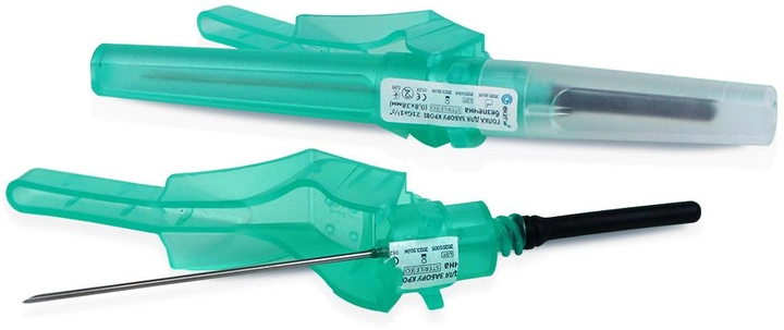 Голка для забору крові Eximlab безпечна 21Gx1½" (0.8x38 мм), стерильна, колір зелений 100 шт (70100402) - зображення 2