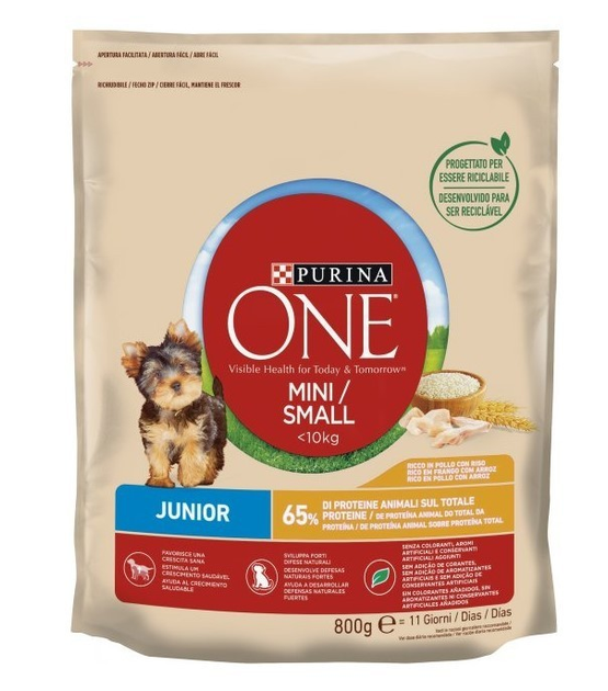 Сухой корм для щенков малых пород Purina One Mini Junior с курицей и ...