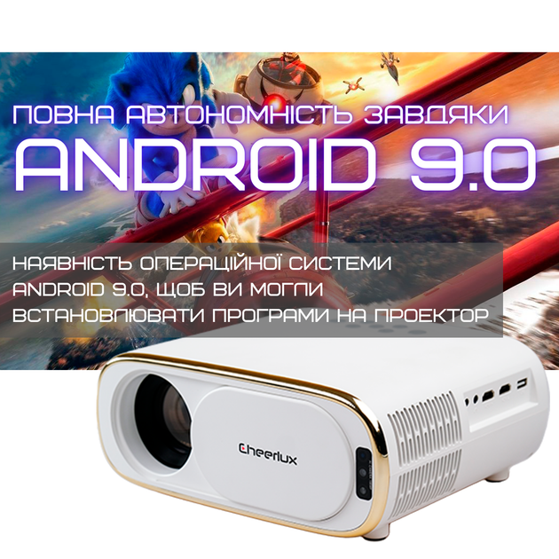 Портативный WIFI Мини LED Проектор Android 9.0 Full HD 1920*1080 P 4000 Lumen с Динамиком + Bluetooth 5.0 Cheerlux C16 - изображение 4