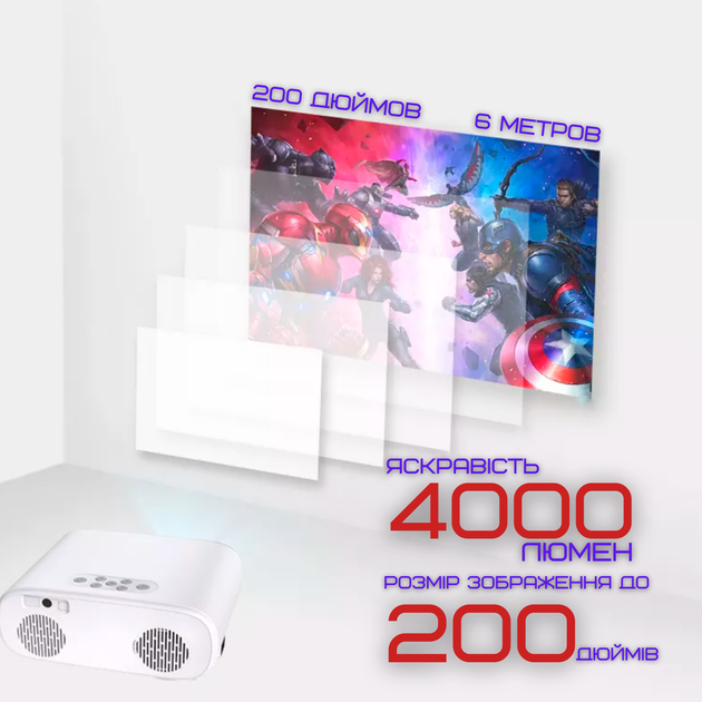 Портативный WIFI Мини LED Проектор Android 9.0 Full HD 1920*1080 P 4000 Lumen с Динамиком + Bluetooth 5.0 Cheerlux C16 - изображение 5