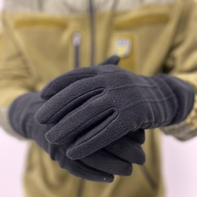 Перчатки флисовые теплые черные перчатки тактические - изображение 2