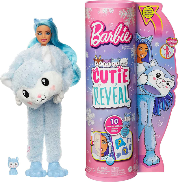 Кукла Барби Сюрприз в костюме Хаски Зимний блеск Barbie Cutie Reveal ...
