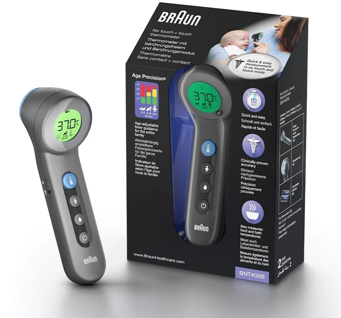 Безконтактний інфрачервоний термометр Braun чорний (BNT400) (4022167204004) (955555916440173) - Уцінка - зображення 3